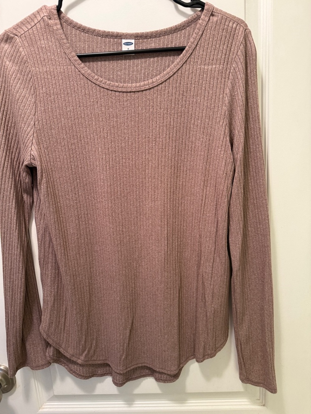 Old Navy Ribbed Long-Sleeve Top in Dusty Rose